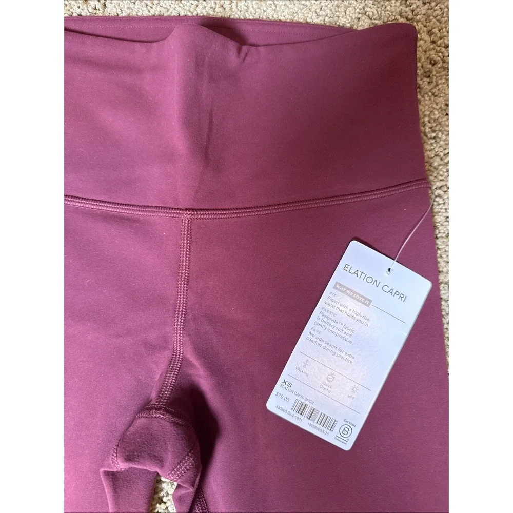 Athleta XS Elation Capri Burgundy & Organic Cotton Be Present Capri Gray NWT